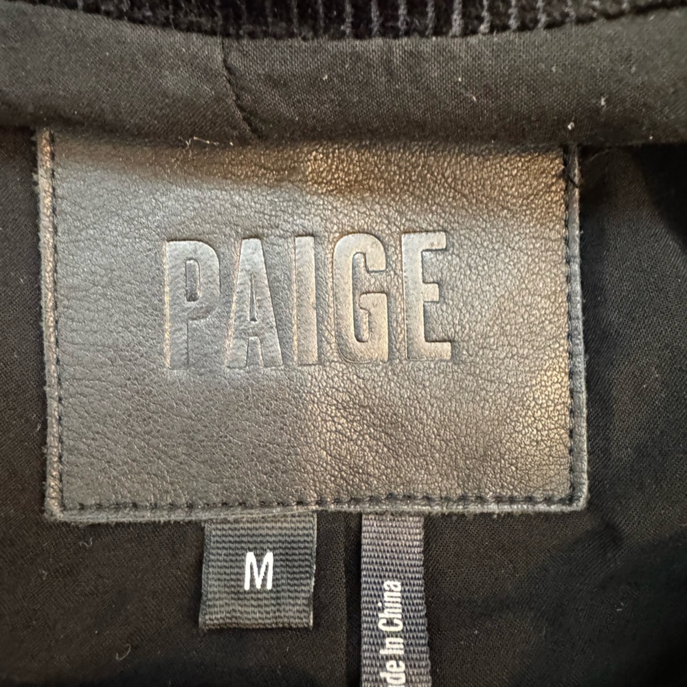Paige Women's Shanna Black Corduroy Velvet Moto Jacket Size Medium - Picture 10 of 10